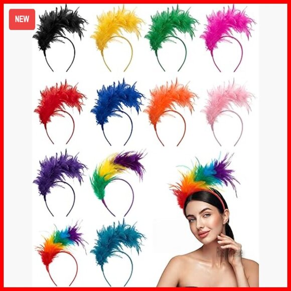12-Piece Feather Fascinator Headbands for Women, Lightweight & Handmade main image 6